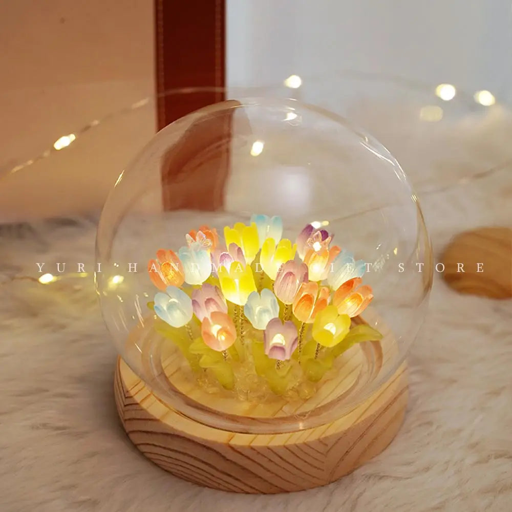 Tulip Night Light Handmade DIY Materials Home Decoration Bedroom Ornaments Girl Friend Family Birthday Gift Wedding Proposal