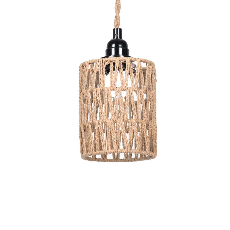 Bohemian Style Handwoven Home Decor Ceiling Lamp Woven Lampshade Rattan Lampshade Pendant Lamp 11.5*15cm Pendant Lamp Shade