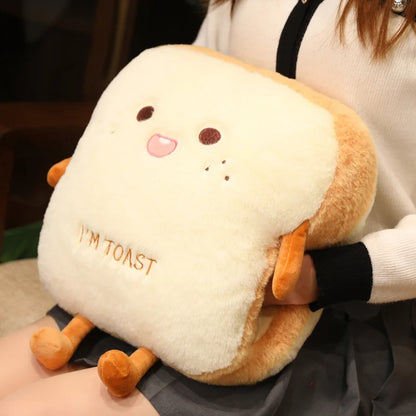 New 1pc 35cm Plush Bread Pillow Cute Simulation Food Toast Soft Doll Warm Hand Cushion Home Decoration Kids Toys Birthday Gift