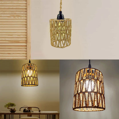 Bohemian Style Handwoven Home Decor Ceiling Lamp Woven Lampshade Rattan Lampshade Pendant Lamp 11.5*15cm Pendant Lamp Shade