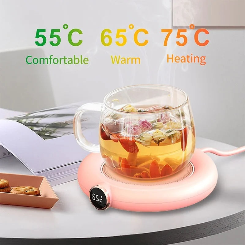 Mini Portable USB Cup Warmer 3 Gear Coffee Mug Heating Coaster Smart Thermostatic Hot Plate Milk Tea Water Heating Pad Heater