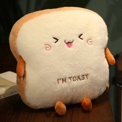 New 1pc 35cm Plush Bread Pillow Cute Simulation Food Toast Soft Doll Warm Hand Cushion Home Decoration Kids Toys Birthday Gift